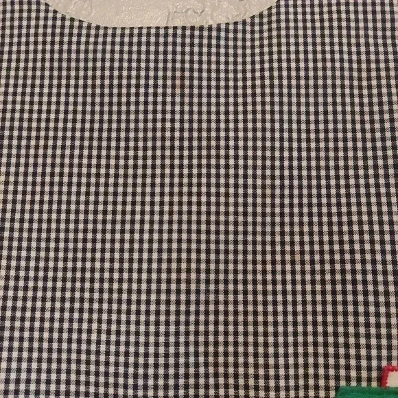 Chocolate Soup Girls Apron Style Dress Black Gingham Houses Ribbon Sz 8 Vintage - Picture 7 of 15